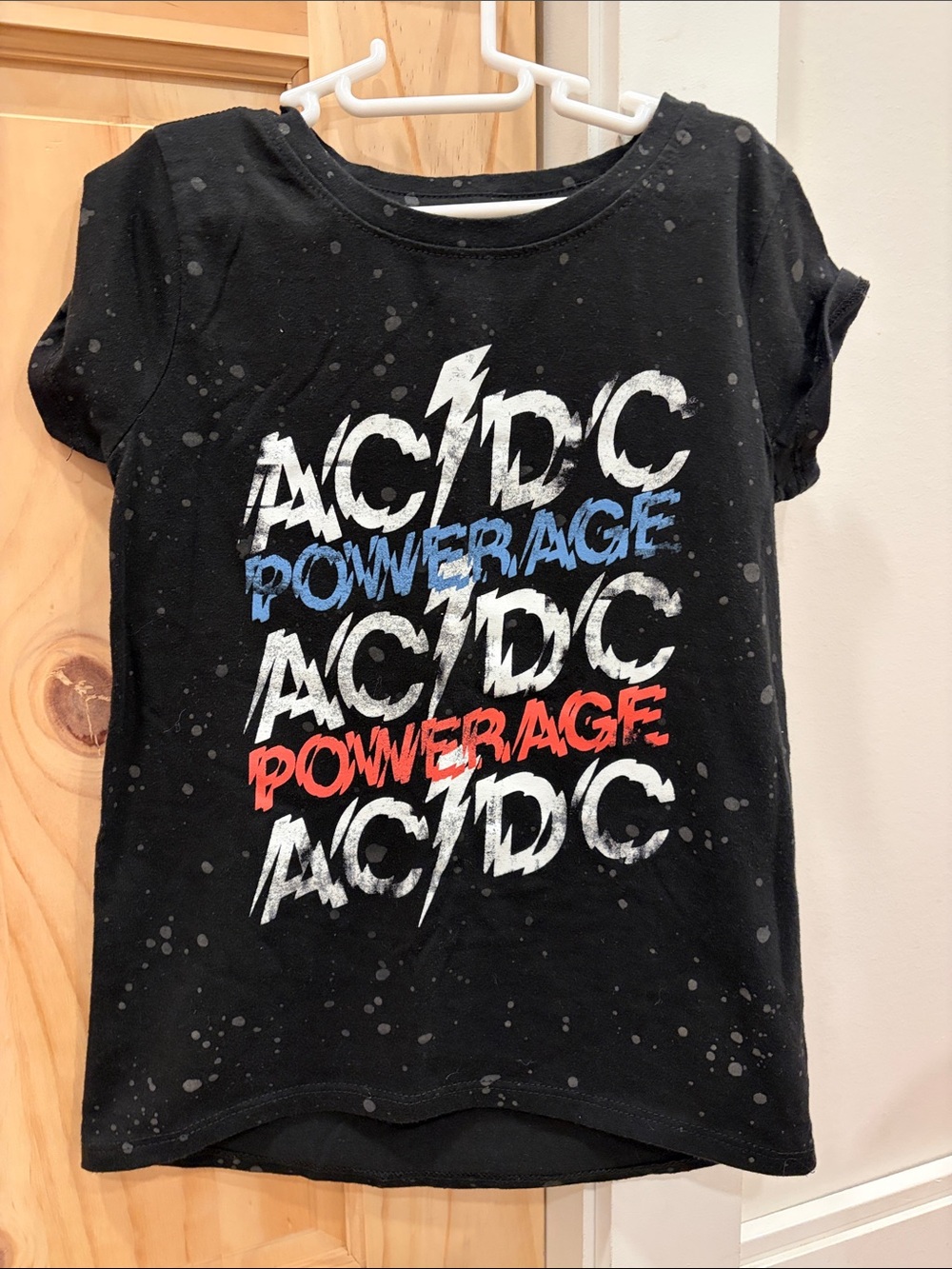 AC/DC Black Kids Short-Sleeve Tee with White, Blue & Red Graphic